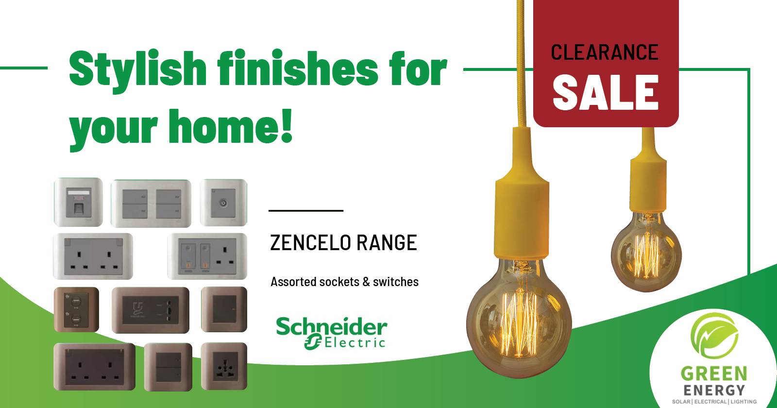Assorted sockets & switches ZENCELO range | Green Energy