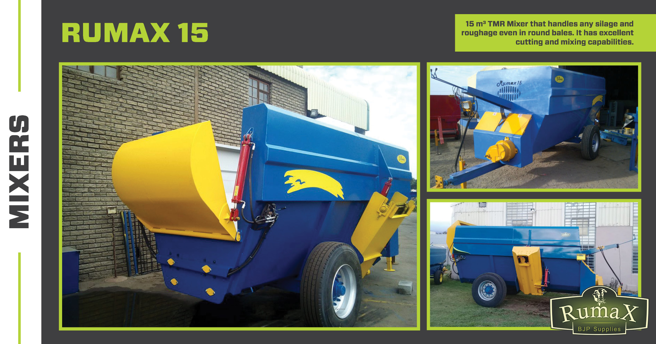 15m³ TMR Mixer that handles any silage and roughage even in round bales | Rumax