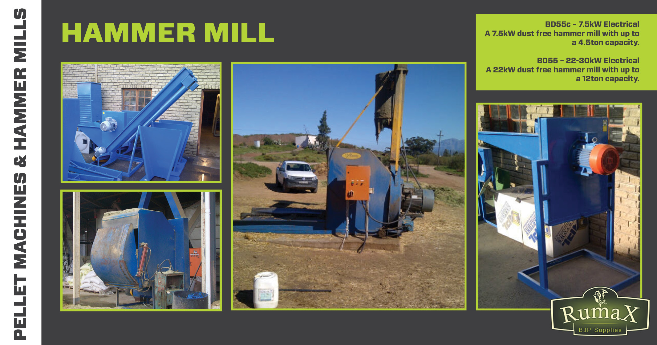 BD55c – 7.5kW Electrical | BD55 – 22-30kW Electrical | Hammer mills | Rumax