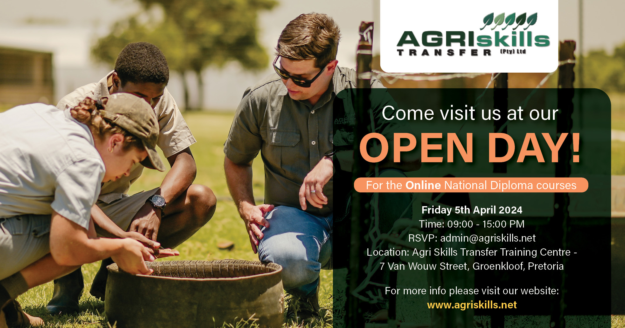 Come visit us at our Open Day For Online National Diploma courses 5 Apr. | Agri Skills Transfer