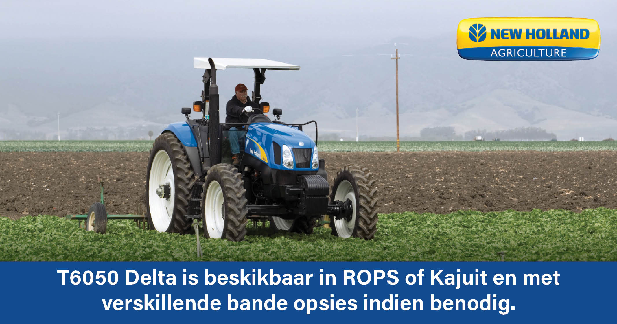 T6050 Delta is beskikbaar in ROPS of Kajuit en met verskillende bande opsies indien benodig
