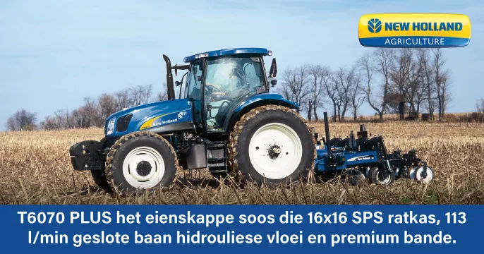 T6050 Delta is beskikbaar in ROPS of Kajuit en met verskillende bande opsies indien benodig