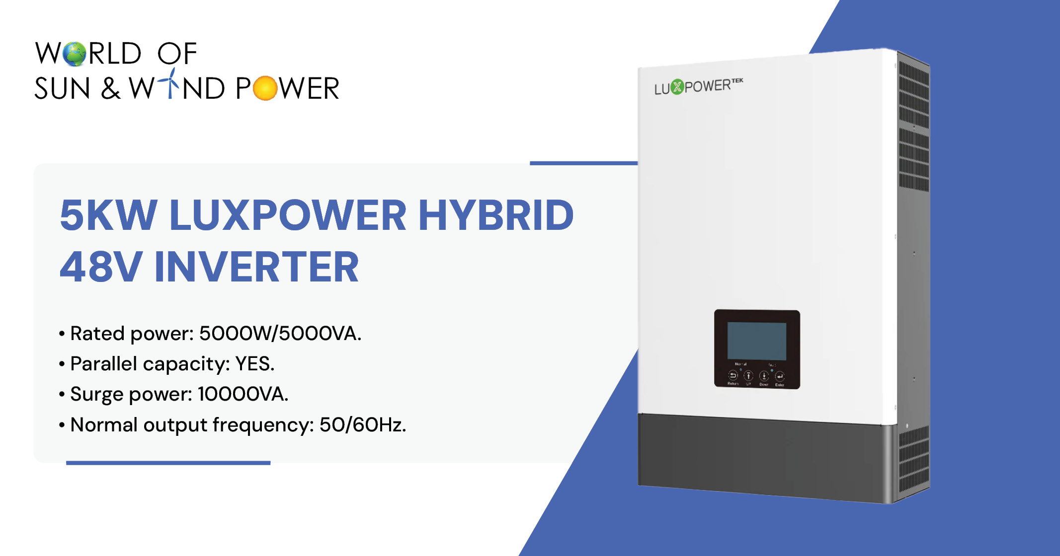 5 Kw Luxpower hybrid 48V inverter | World of Sun & Wind Power