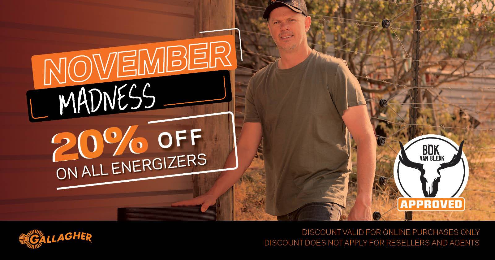 November MADNESS with Gallagher 20% off on all energizers & fencing