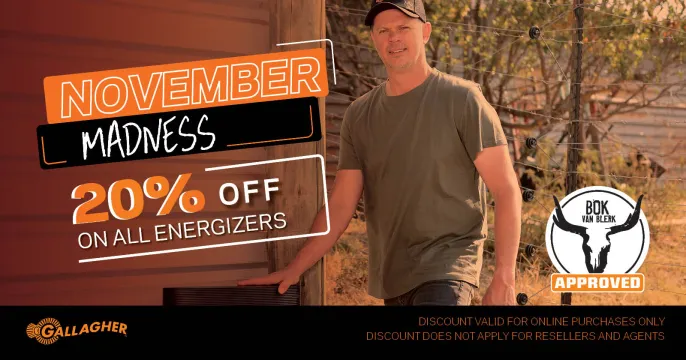 November MADNESS with Gallagher 20% off on all fencing & energizers