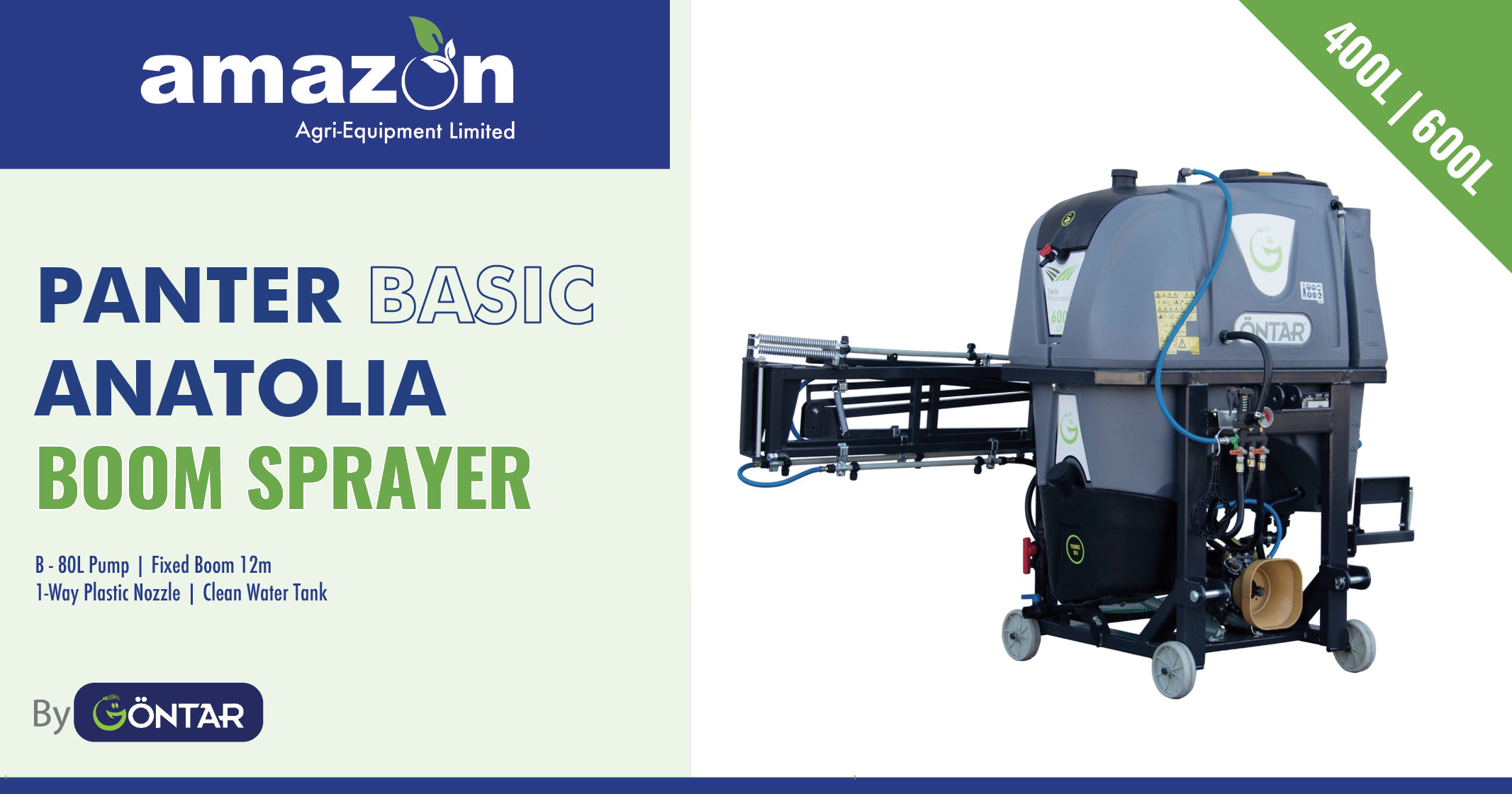 Panter Basic Anatolia Boom Sprayer - 400L | 600L | Amazon Agri-equipment