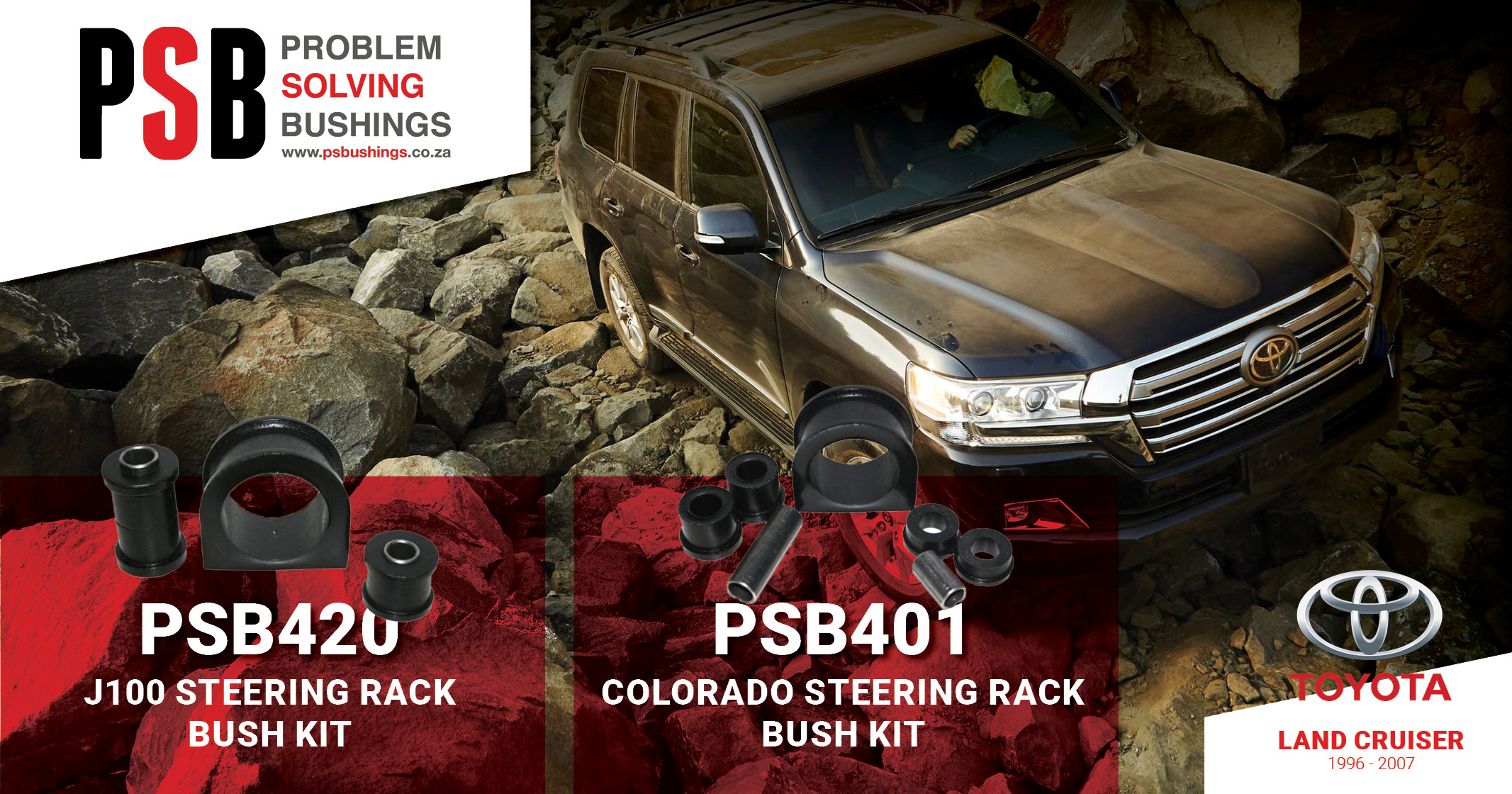 PSB420 J100 Steering rack bush kit | PSB401 Colorado steering rack bush kit