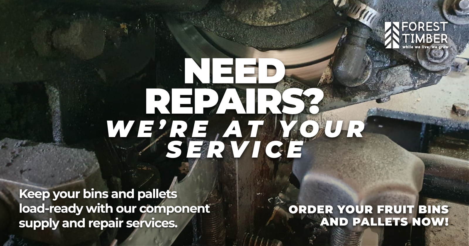 Need repairs? We’re at your service | Keep your bins and pallets load-ready | Forest Timber