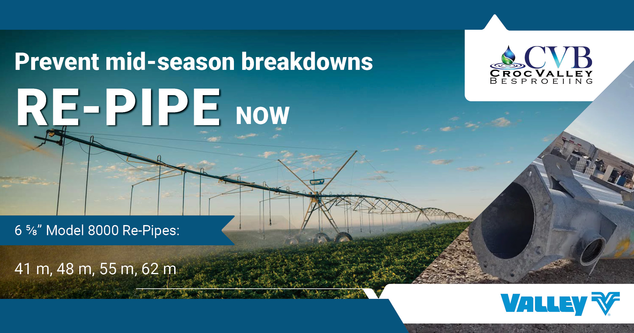 Re-Pipe now | 6 ⅝" Model 8000 promotional Re-Pipes | Croc Valley Besproeiing