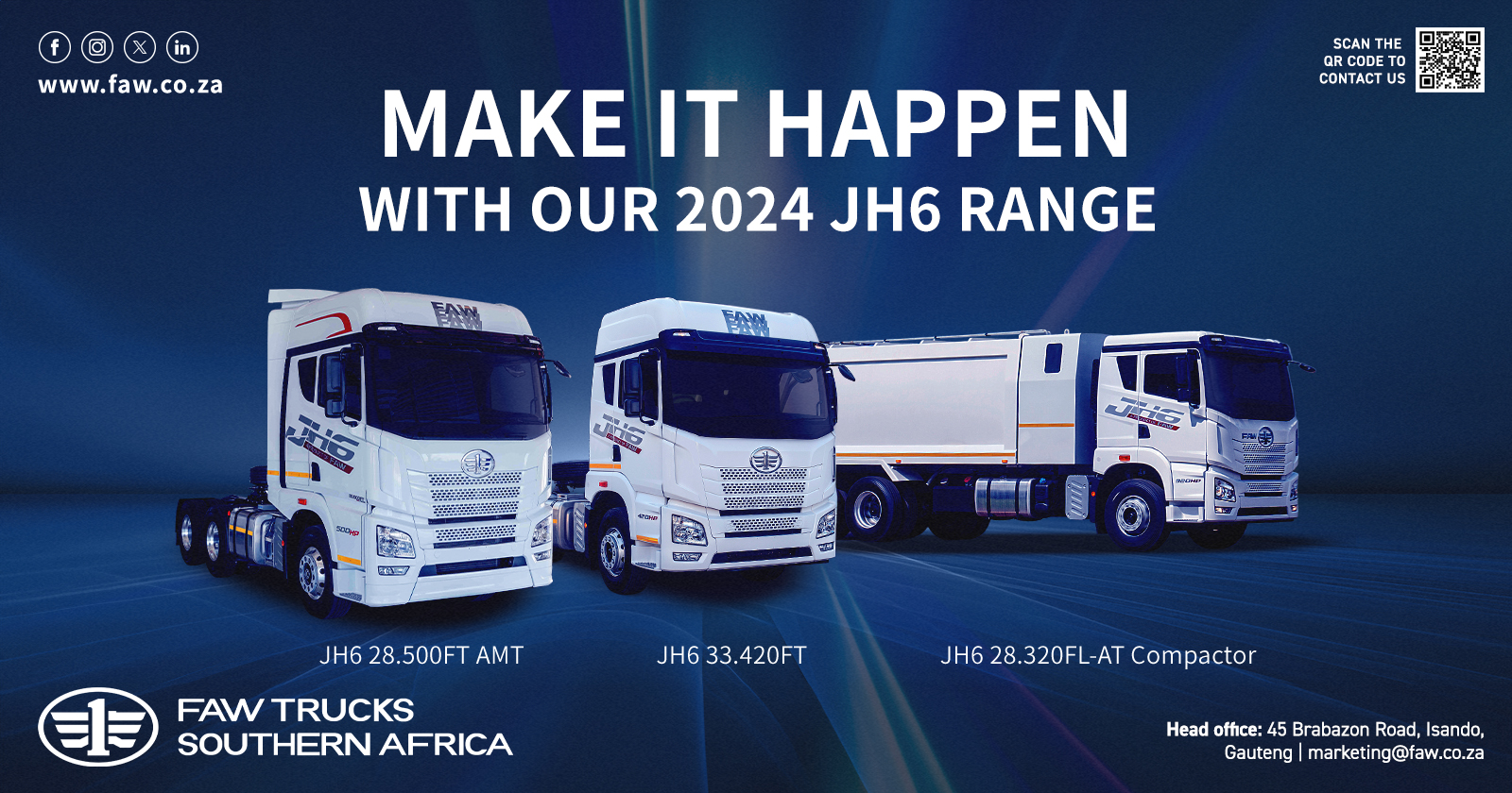 Make it happen with our 2024 JH6 range | FAW Trucks