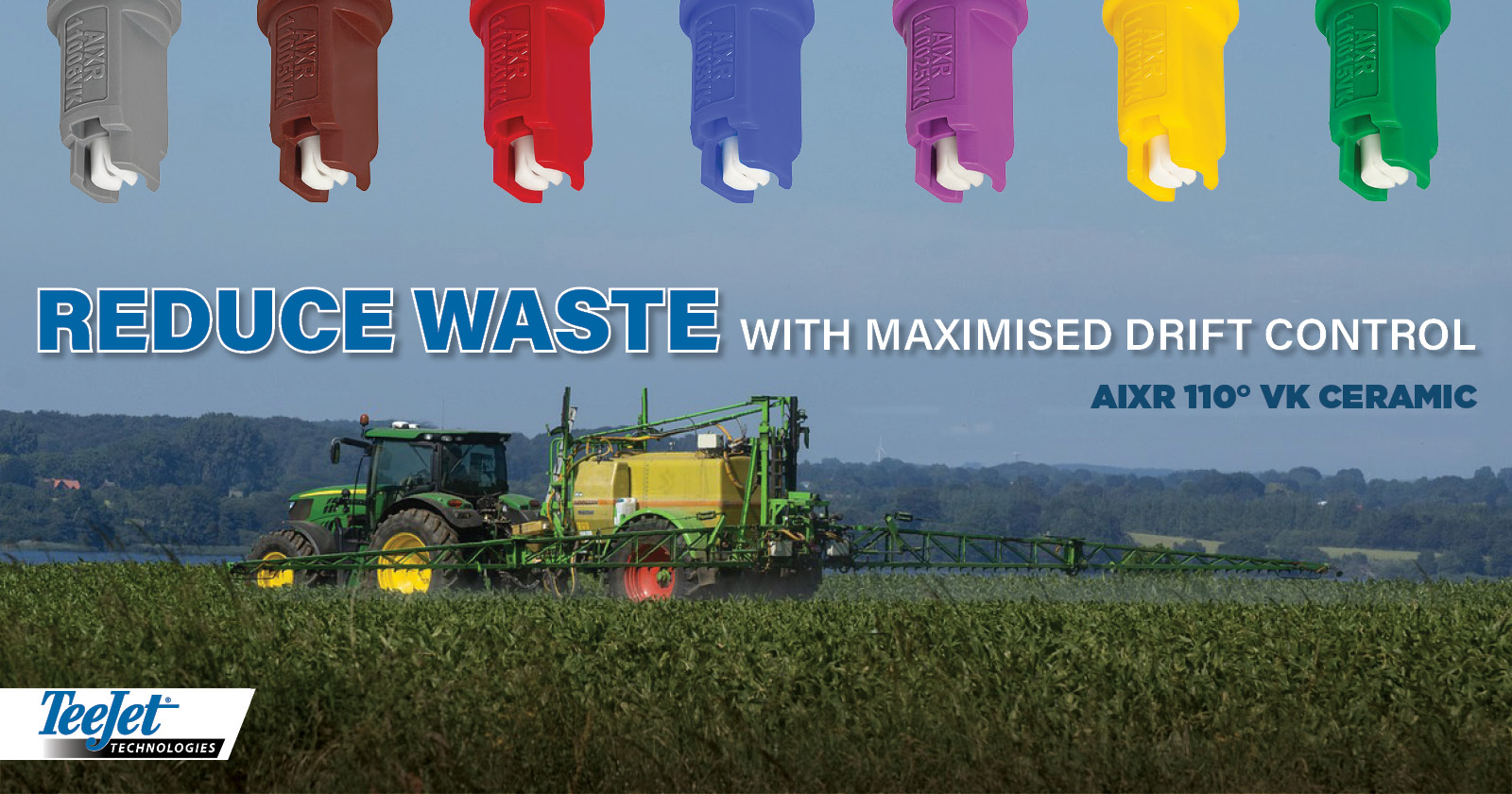 Reduce waste with maximized drift control | AIXR 110° VK Ceramic | TeeJet Technologies