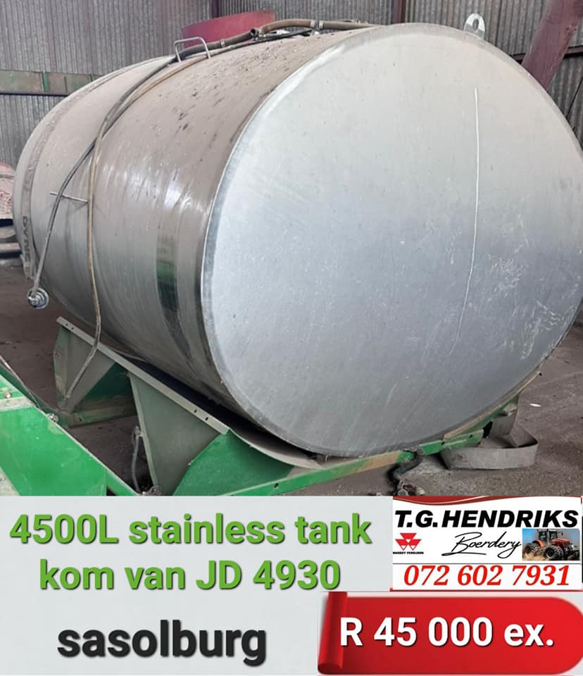 4 500l Stainless tank | T.G Hendriks boerdery