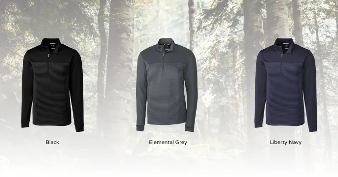 Traverse men's stripe stretch quarter zip pullover | Cutter & Buck