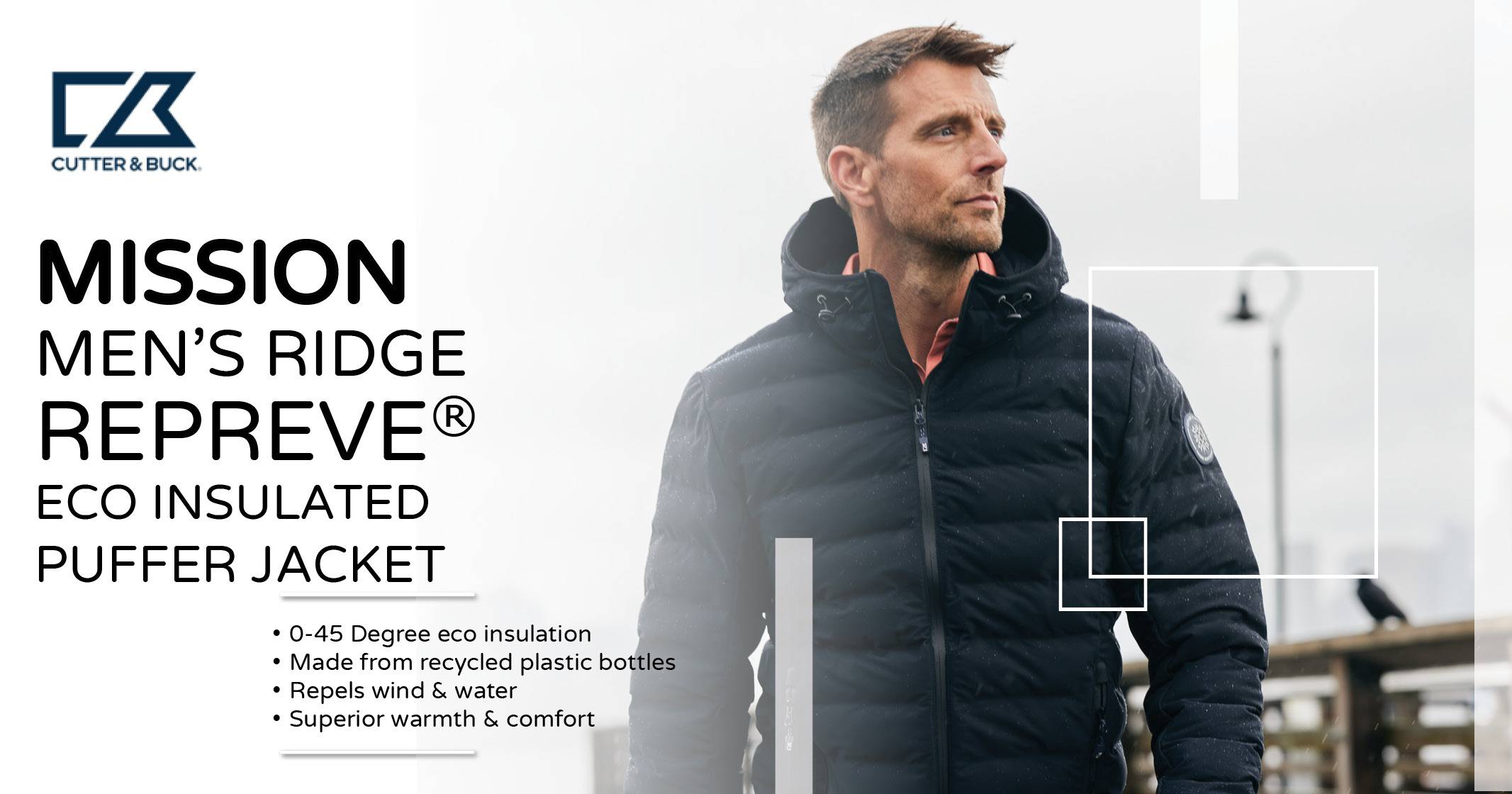 Mission men’s ridge repreve eco insulated puffer jacket | Cutter & Buck