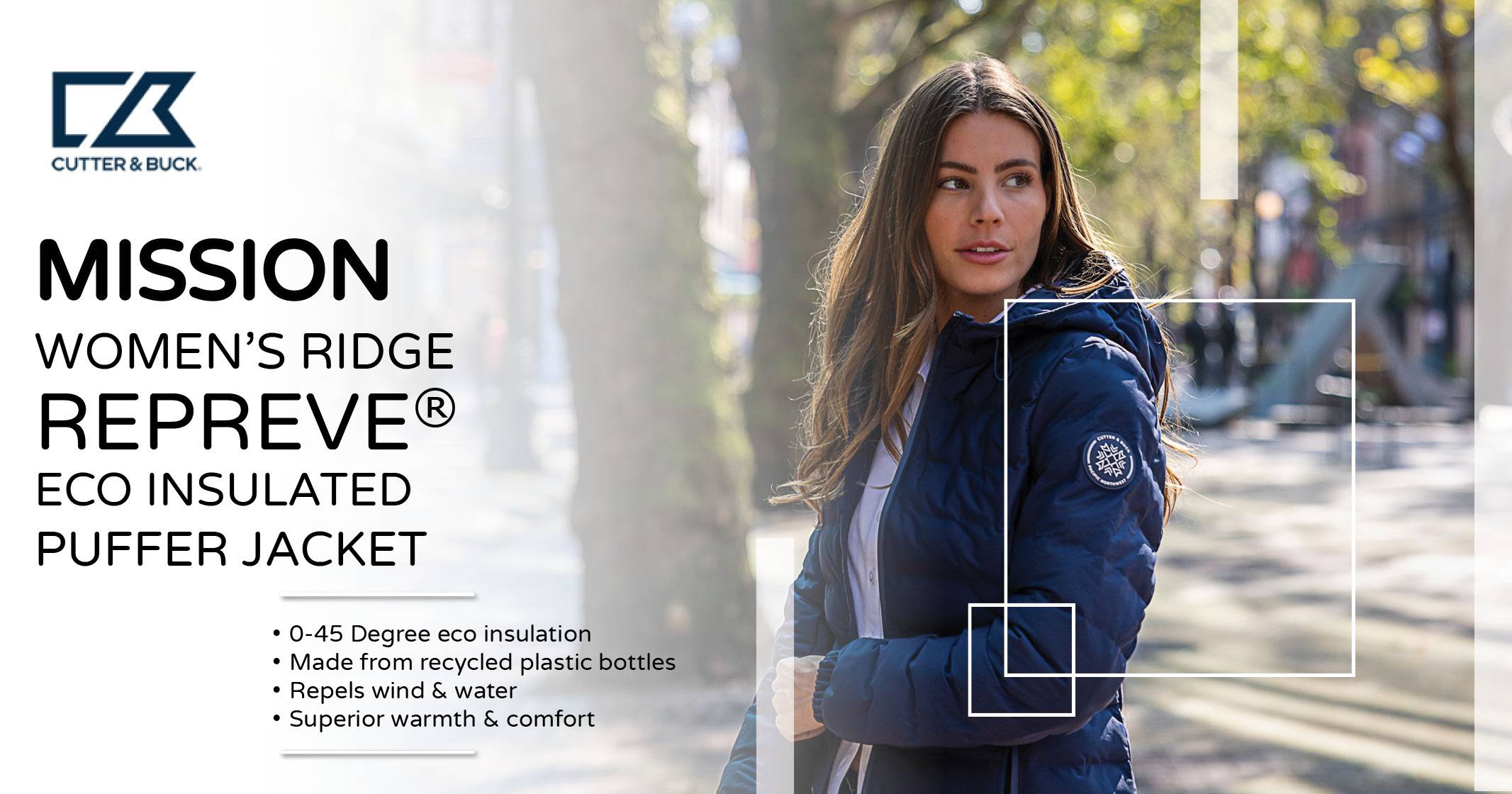 Mission women’s ridge repreve eco insulated puffer jacket | Cutter & Buck