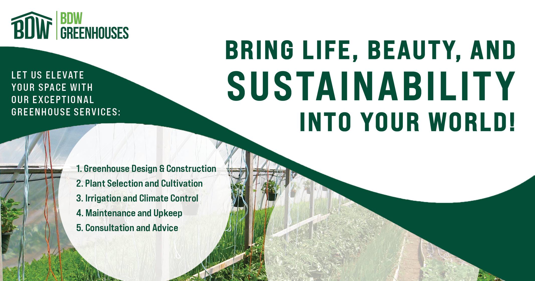 Let us elevate your space with our exceptional greenhouse services | BDW Greenhouses