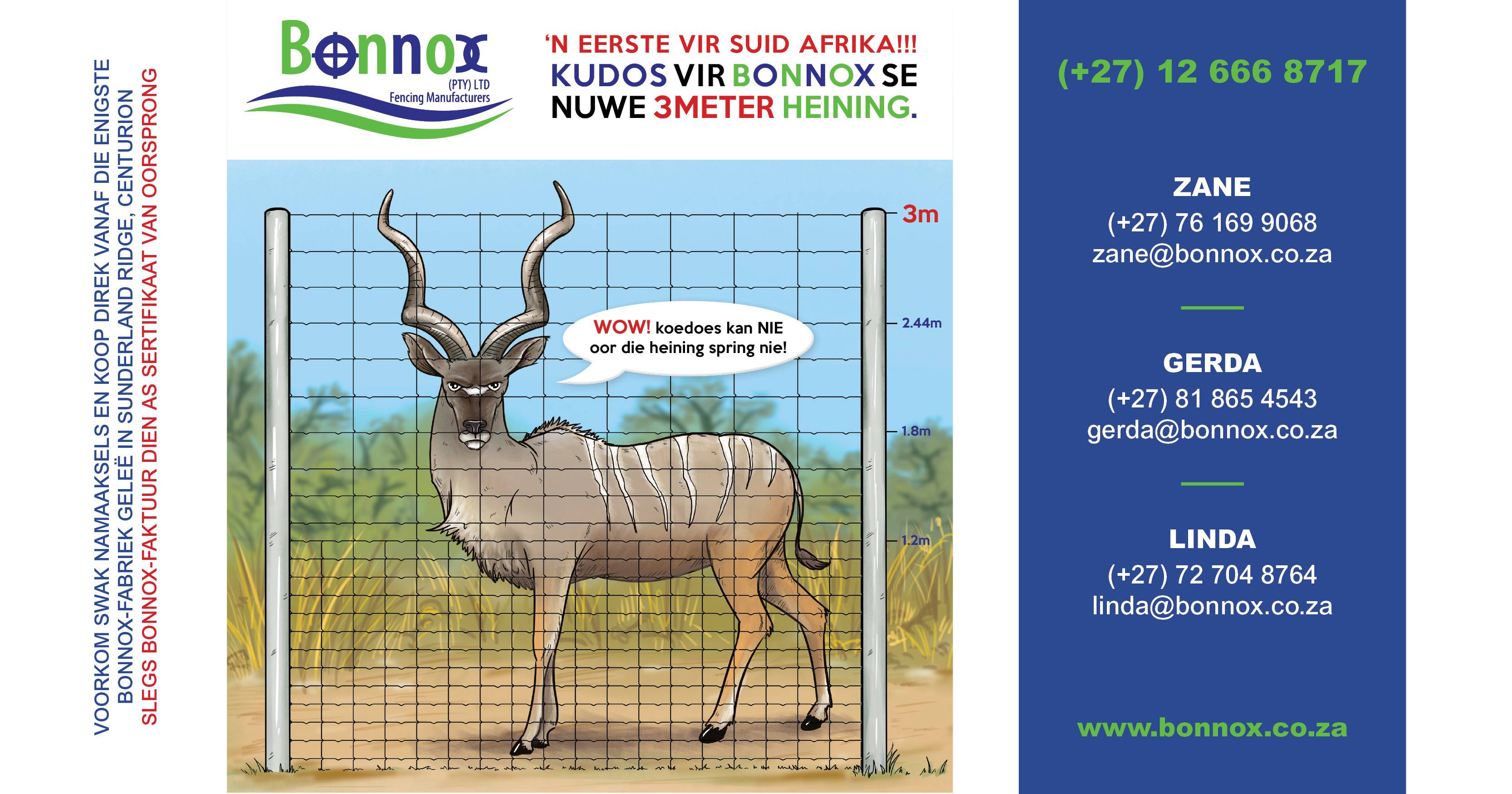 Kudos for Bonnox’s NEW 3 metre fence | Kudos for Bonnox se nuwe 3 meter heining