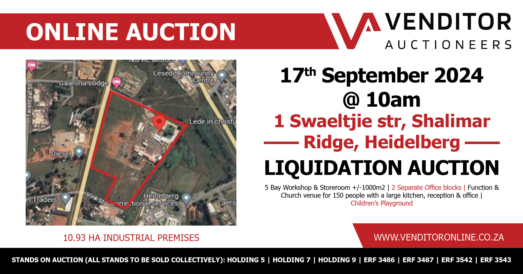 Venditor online liquidation auction | 10.93ha Industrial Plot | 17 September 2024 | Heidelberg