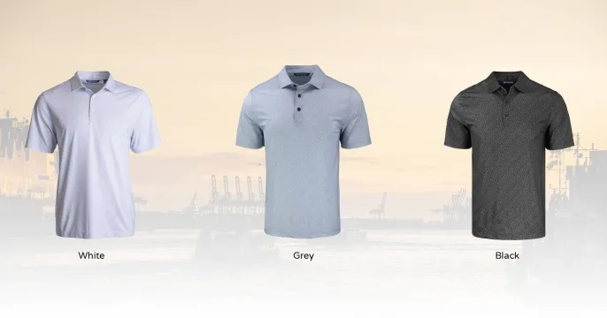 Short sleeve pike eco print recycled polo | Cutter & Buck