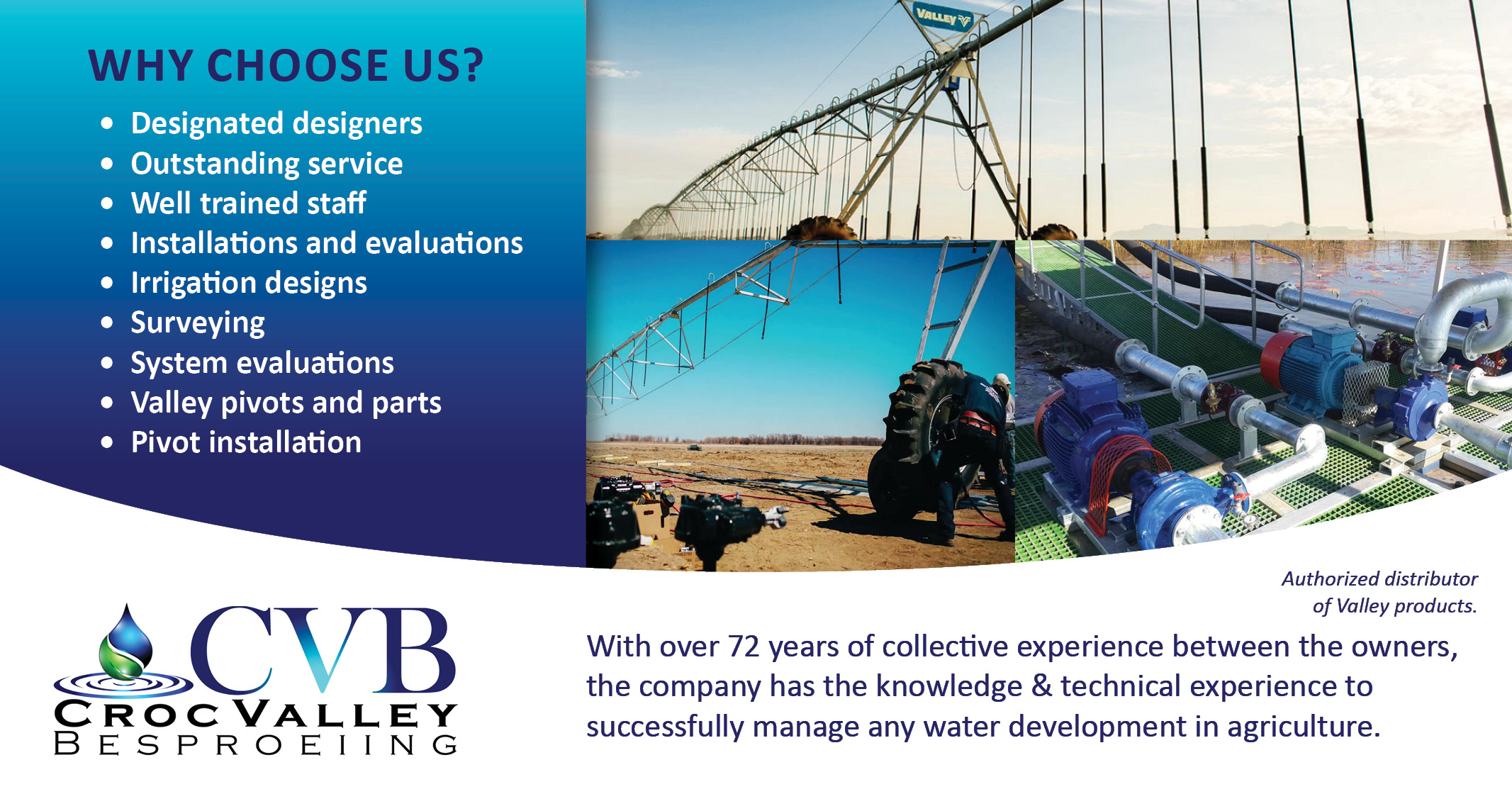 Choose Croc Valley Besproeiing to successfully manage any water development in agriculture