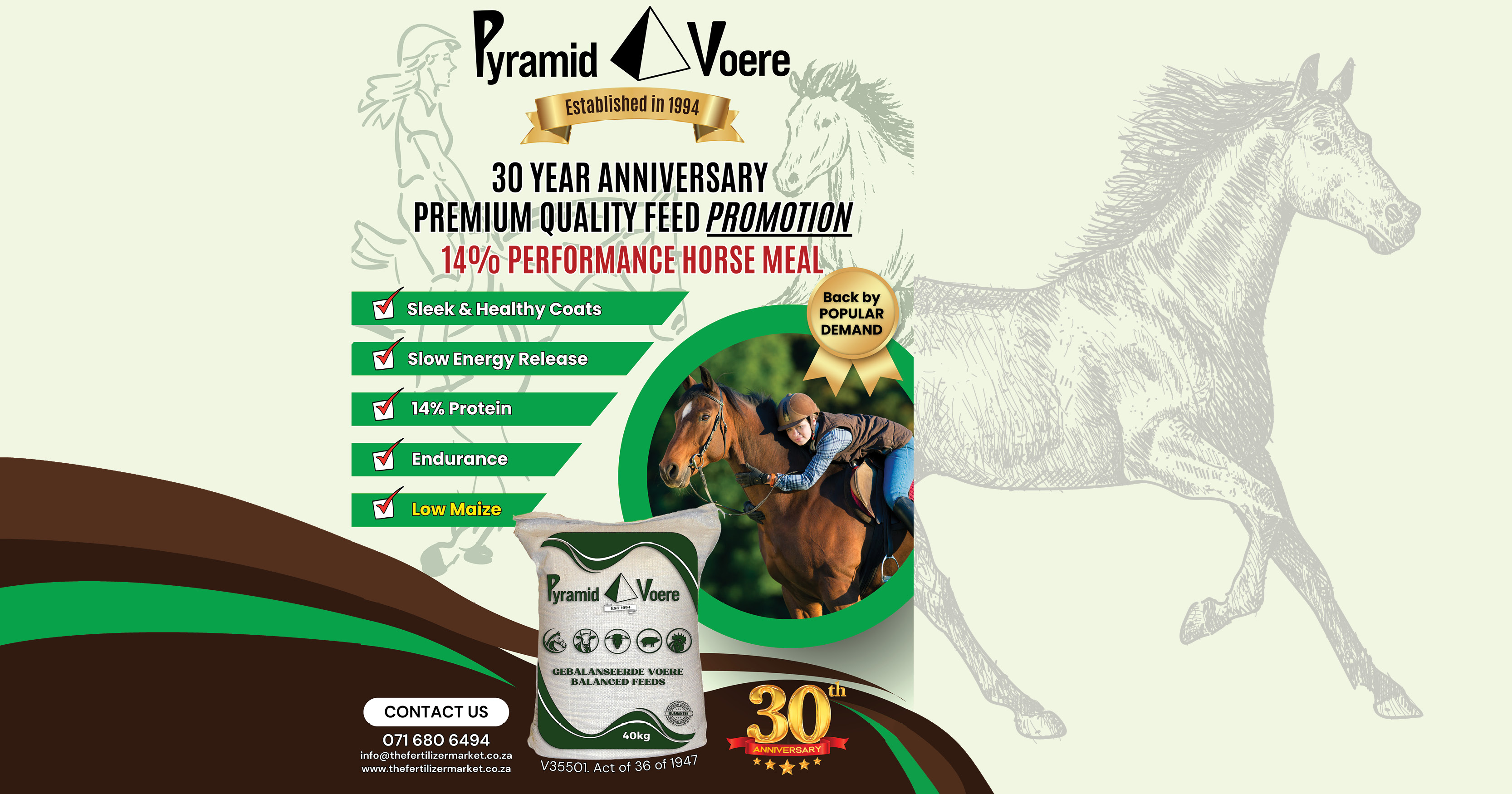 Pyramid Voere 30 year anniversary | Premium quality feed promotion | 14% performance horse meal