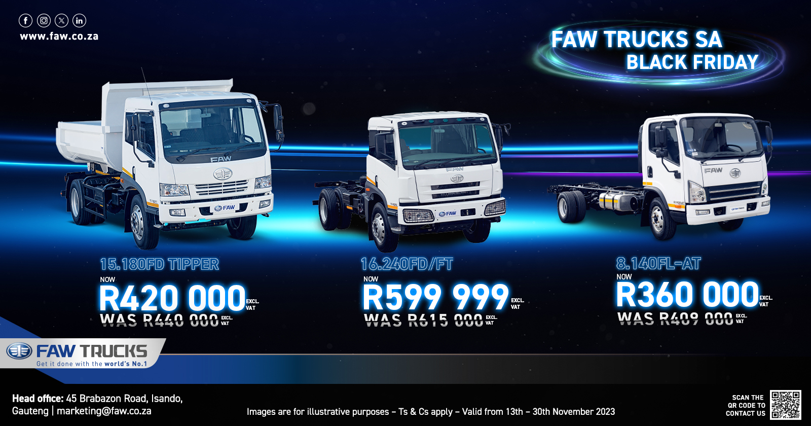 BLACK FRIDAY | 8.140FL-AT | 15.180FD Tipper | 16.240FD/FT | FAW Trucks