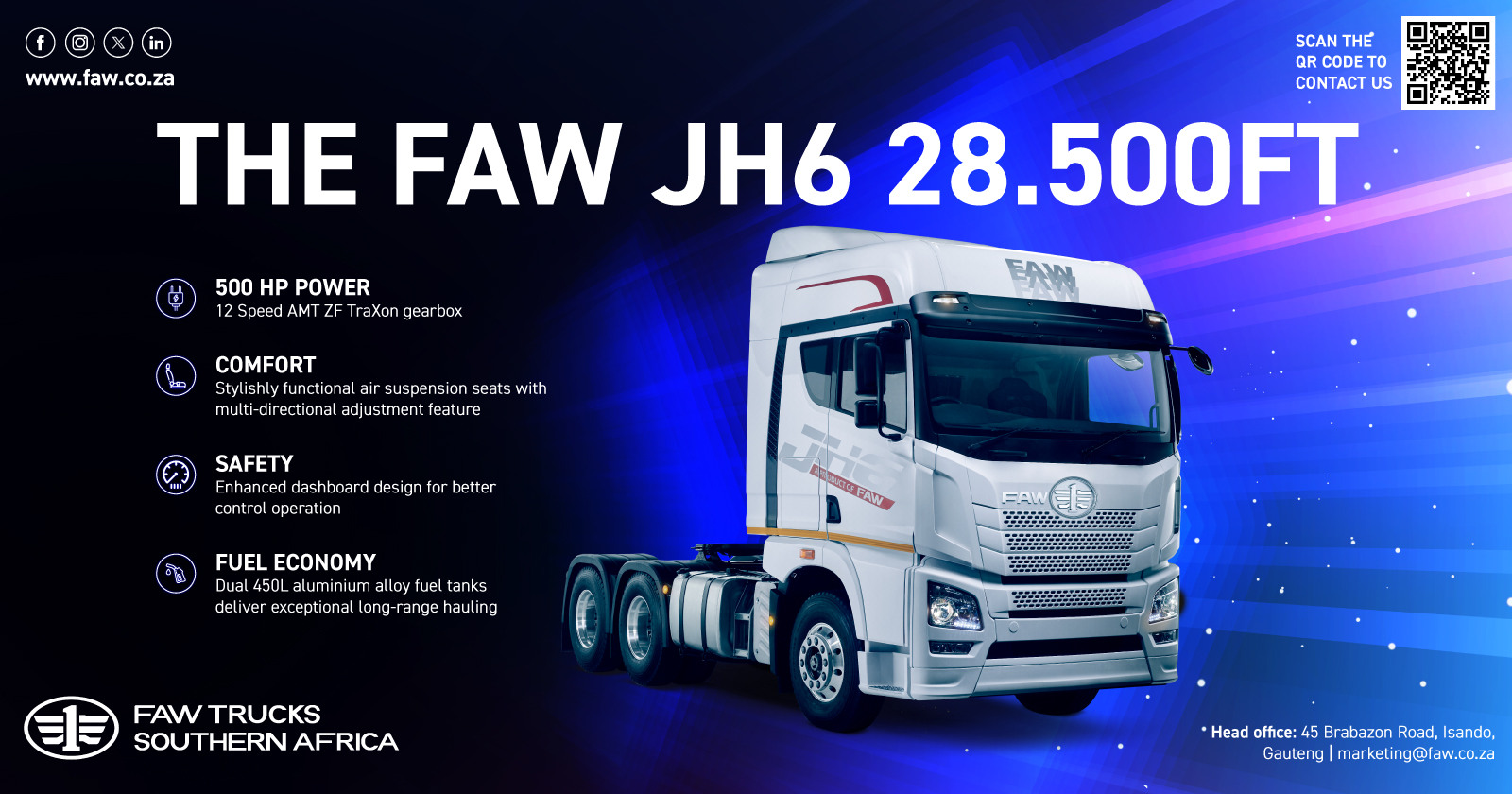 If you want all the bells and whistles the FAW JH6 28.500FT has it all! | FAW Trucks
