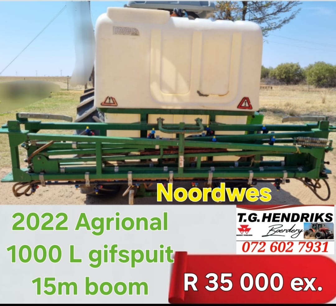 2022 Agrional 1 000 L gifspuit 15 m boom | T.G. Hendriks Boerdery