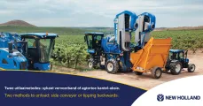 Two methods to unload: side conveyer or tipping backwards | New Holland