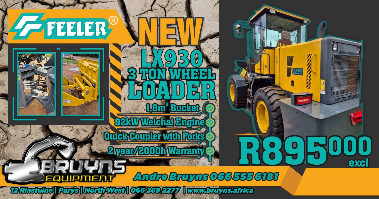 NEW FEELER LX930 3ton Wheel Loader | Bruyns Equipment
