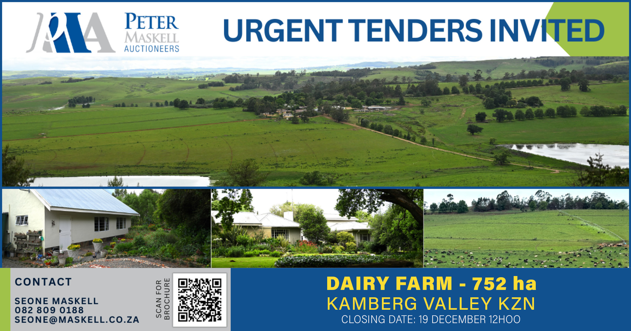 Tender opportunity: 752 HA Dairy Farm in Scenic KZN Midlands | Peter Maskell Auctions CC