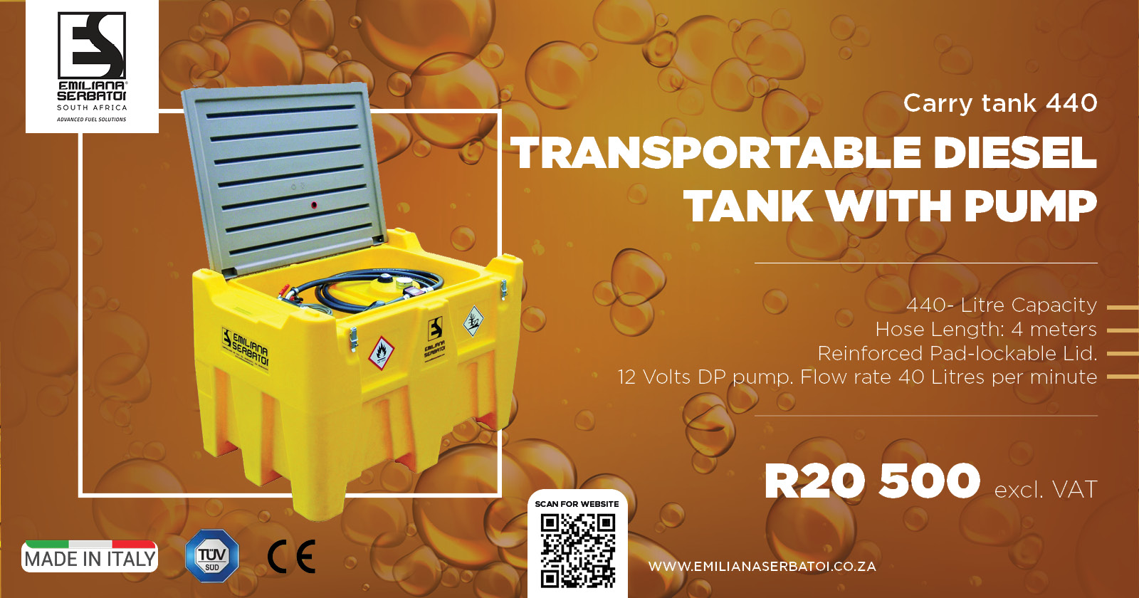 Transportable diesel tank with pump | Carry tank 440 | Emiliana Serbatoi SA
