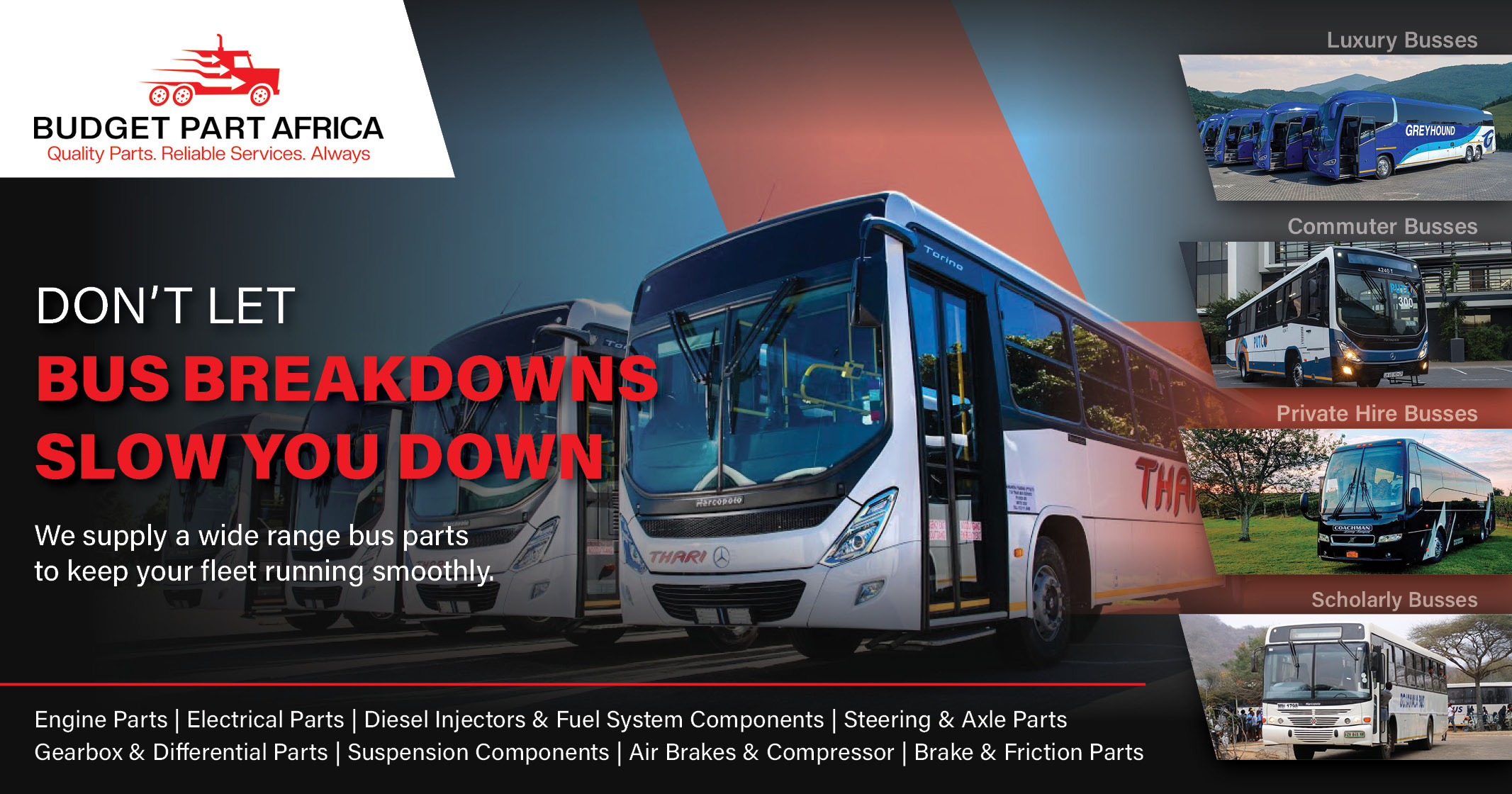 We supply a wide range bus parts to keep your fleet running smoothly | Budget Part Africa