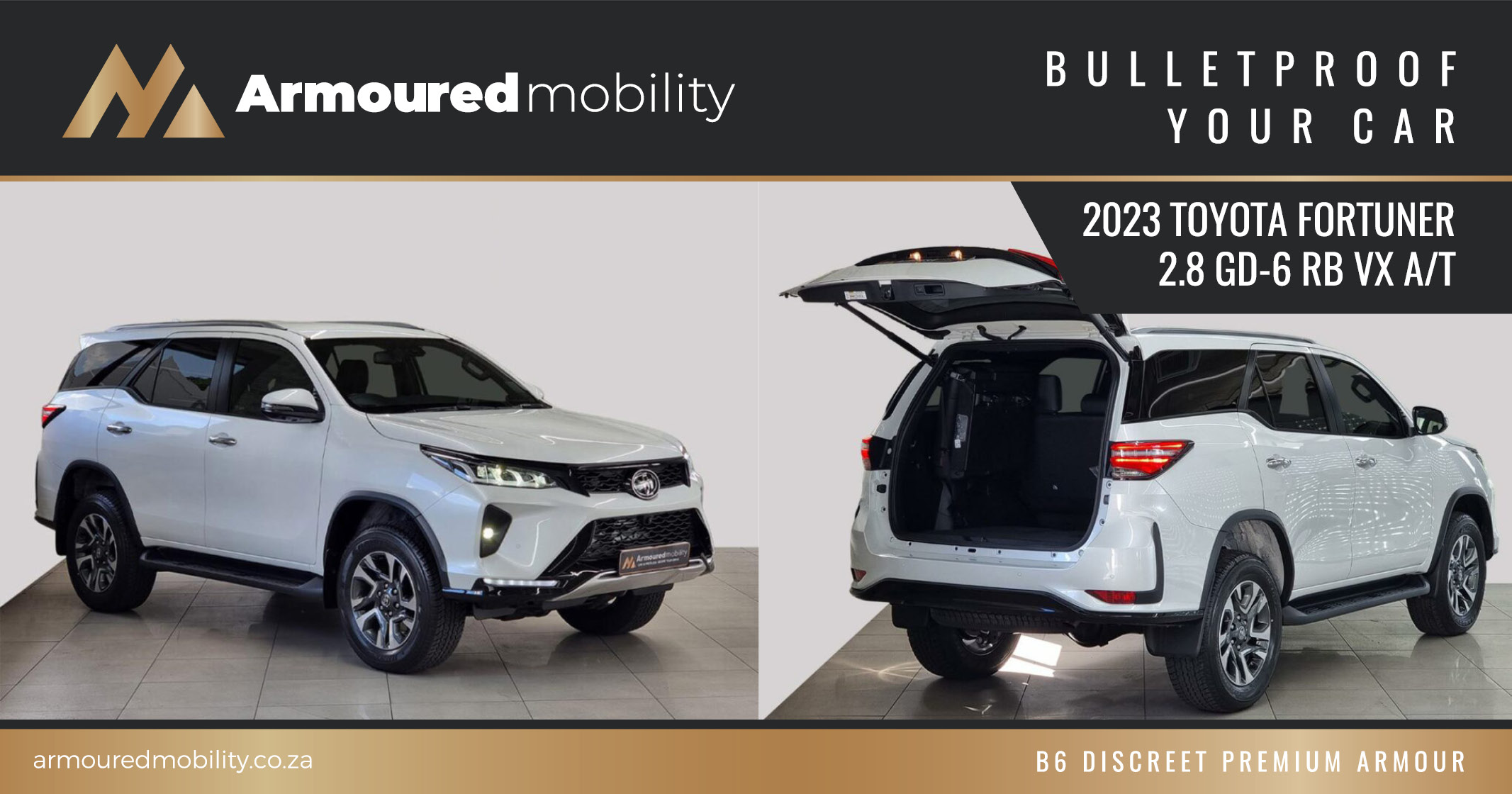 2023 Toyota Fortuner 2.8 GD-6 VX A/T | Bulletproof your car | Armoured Mobility