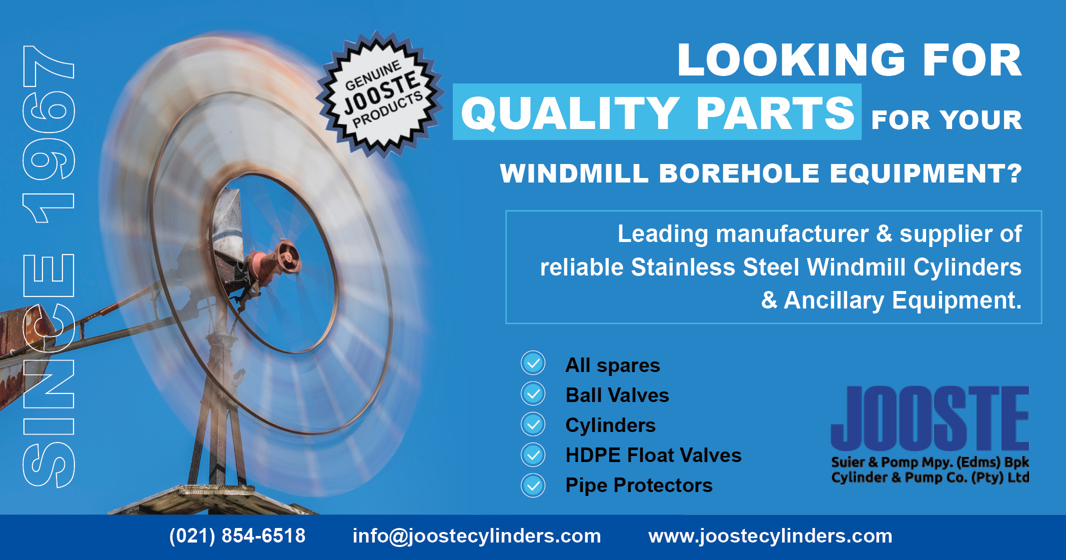 Windmill Borehole equipment | Jooste Cylinder & Pump Co. (PTY) Ltd