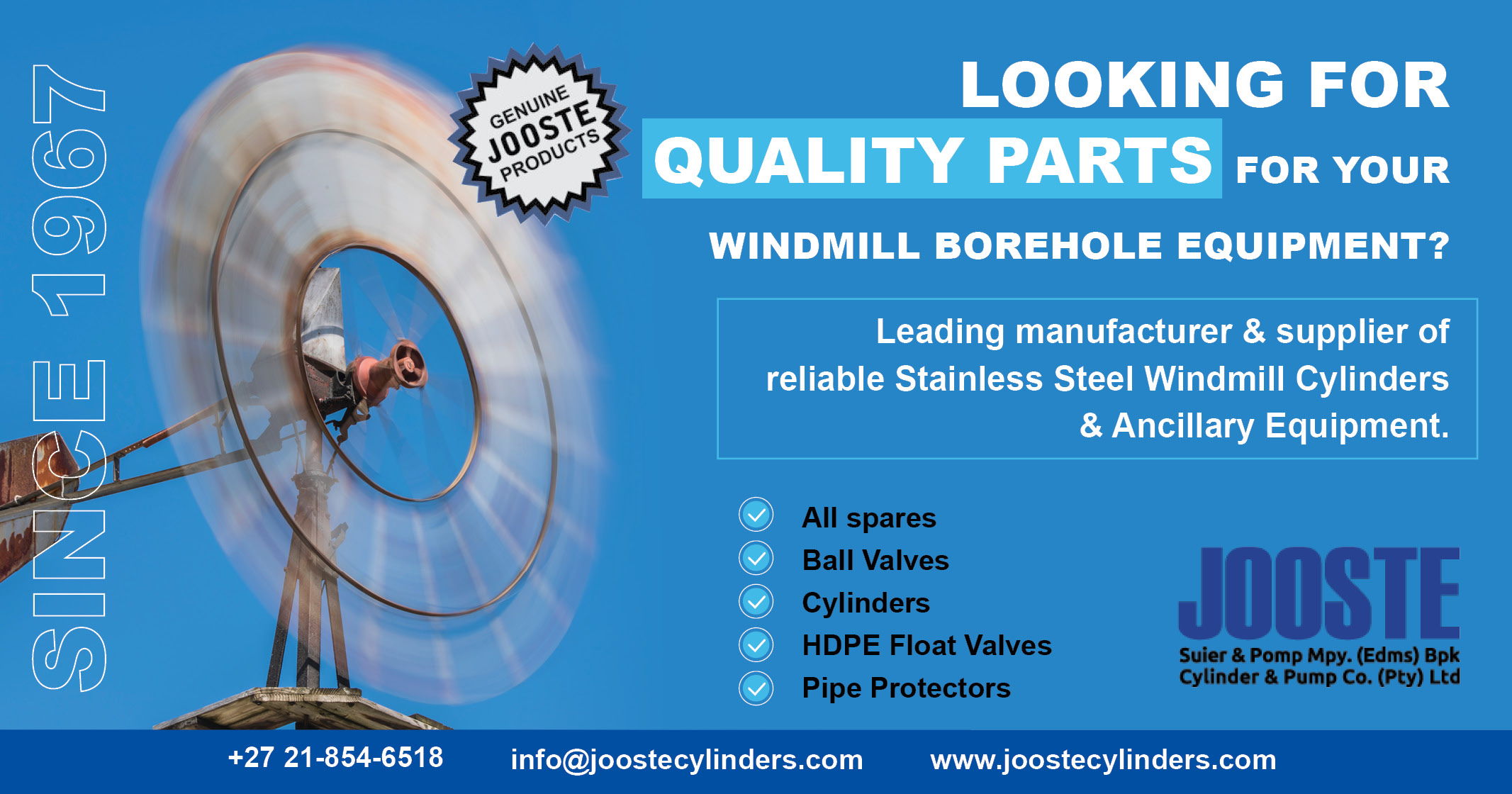 Windmill Borehole equipment | Jooste Cylinder & Pump Co. (PTY) Ltd
