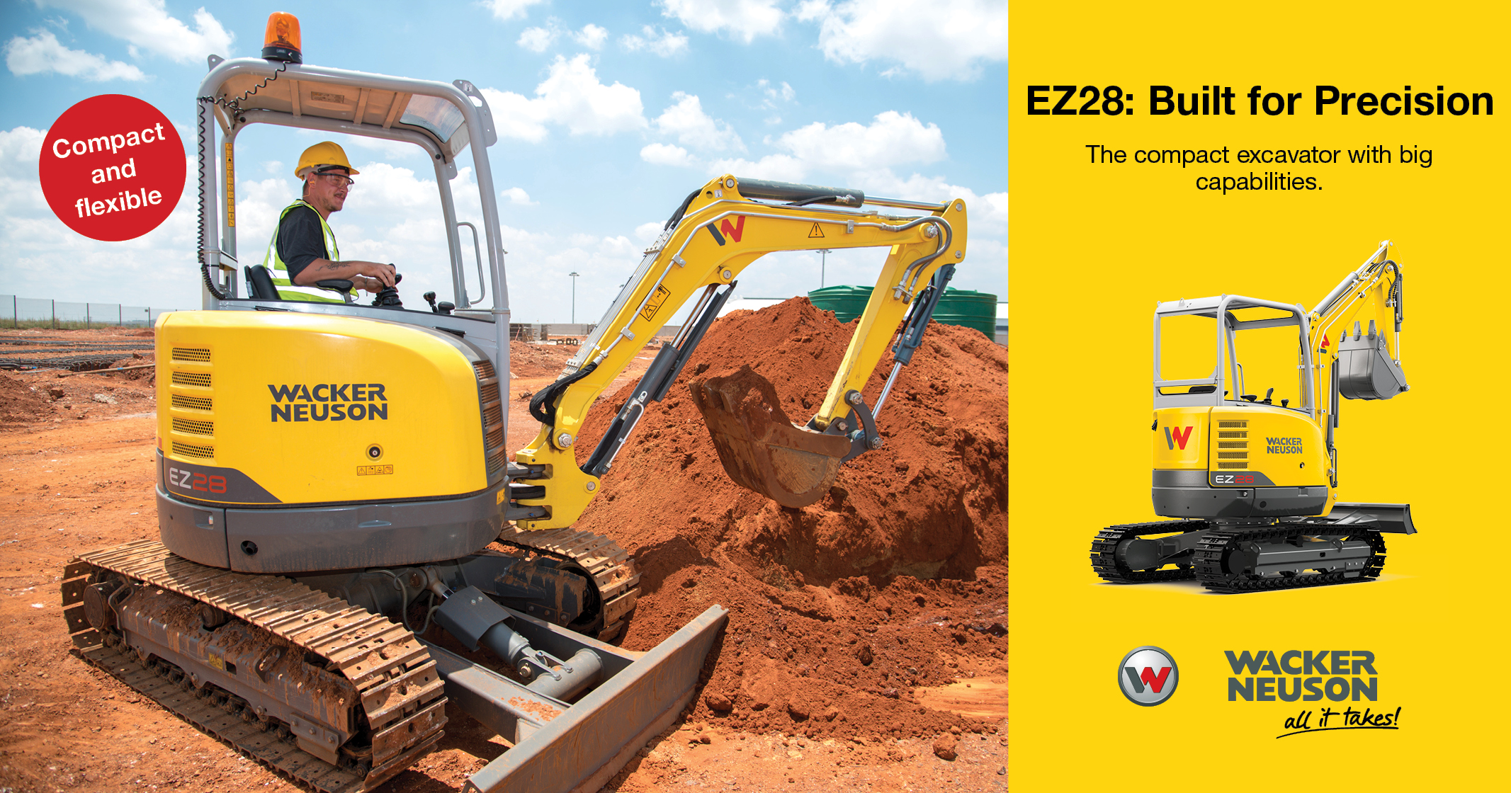 Tracked Zero Tail Excavator EZ28: Designed for Job Site Champions | Wacker Neuson
