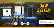 3KW SYSTEM | Inverter, battery & solar panels | World of Sun & Wind Power