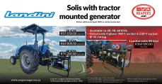 Landini Solis tractor with mounted generator | Reapers Agri