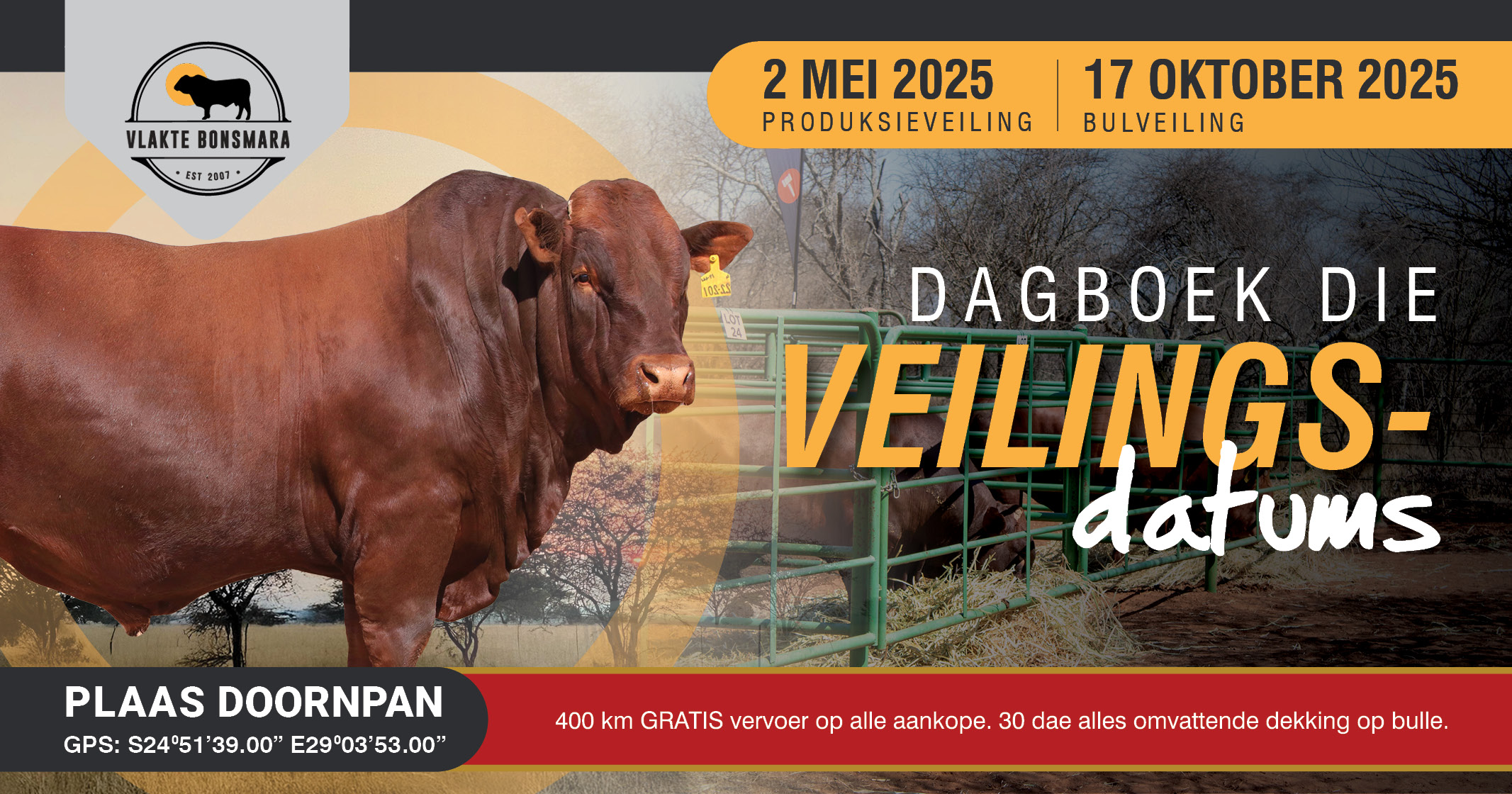 Merk jul kalenders! / Mark your calendars! | 2 Mei 2025 | 17 Oktober 2025 | Vlakte Bonsmara