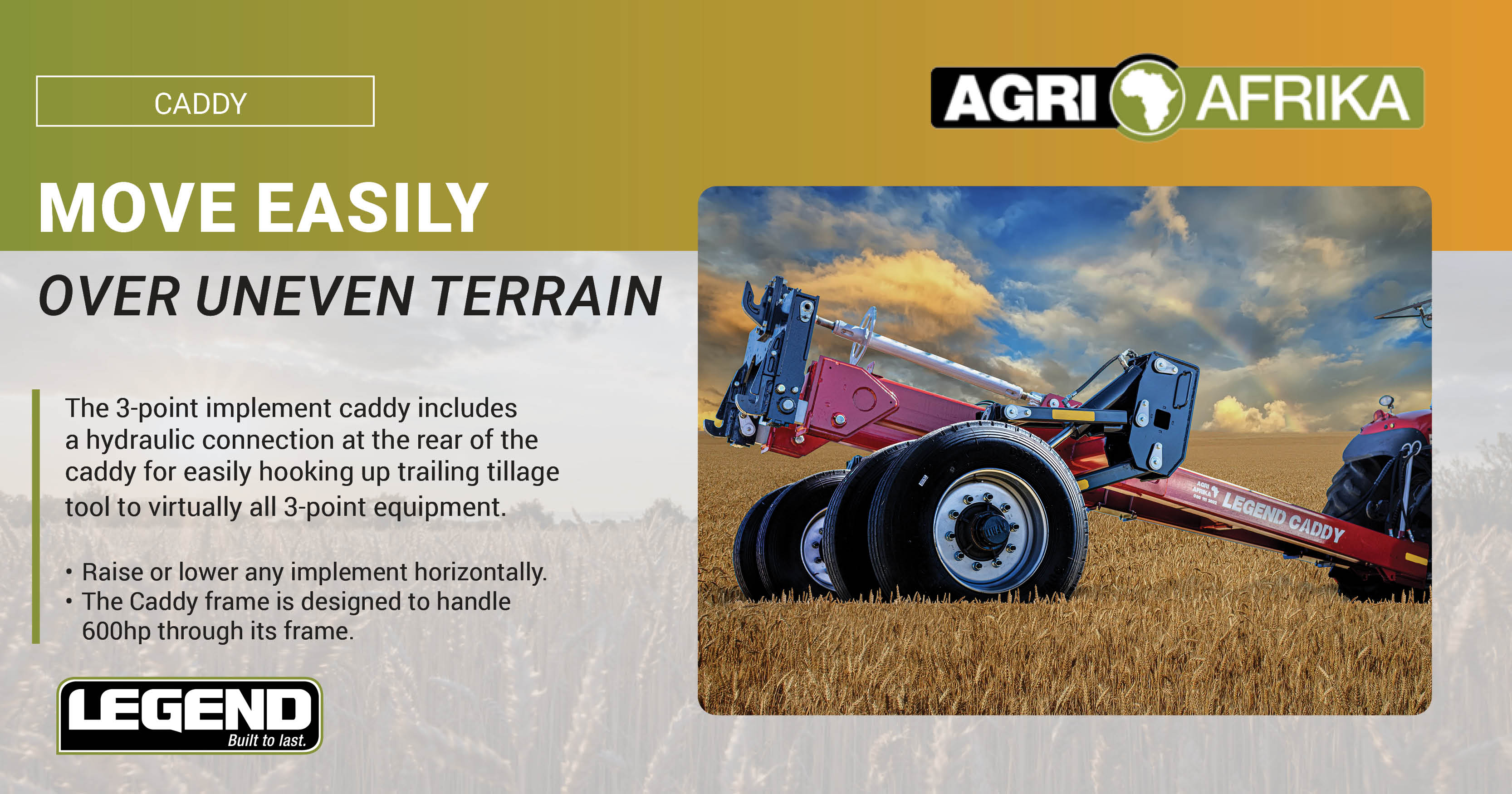 Move easily over uneven terrain with our Caddy | Agri Afrika