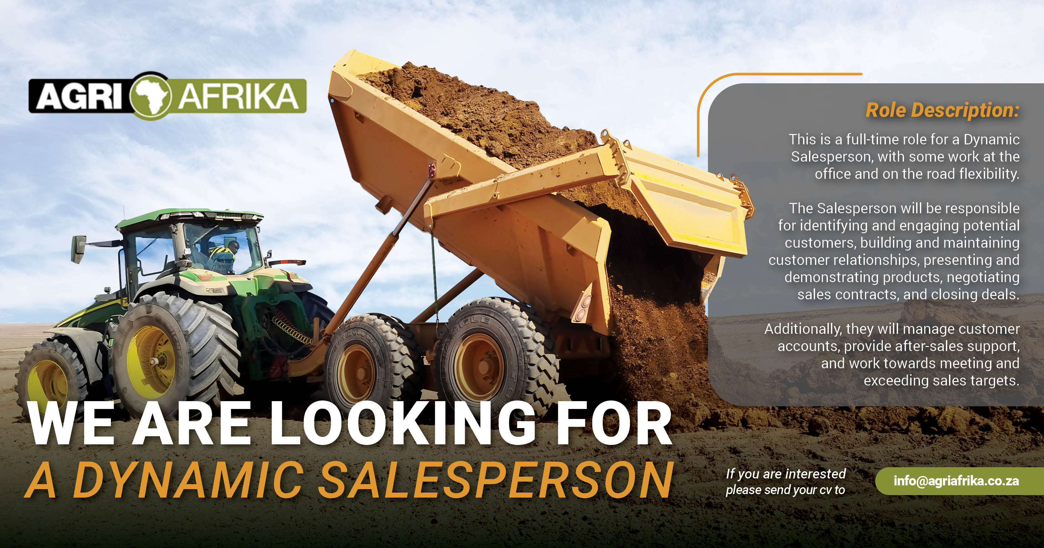 We are looking for a dynamic salesperson! | Agri Afrika