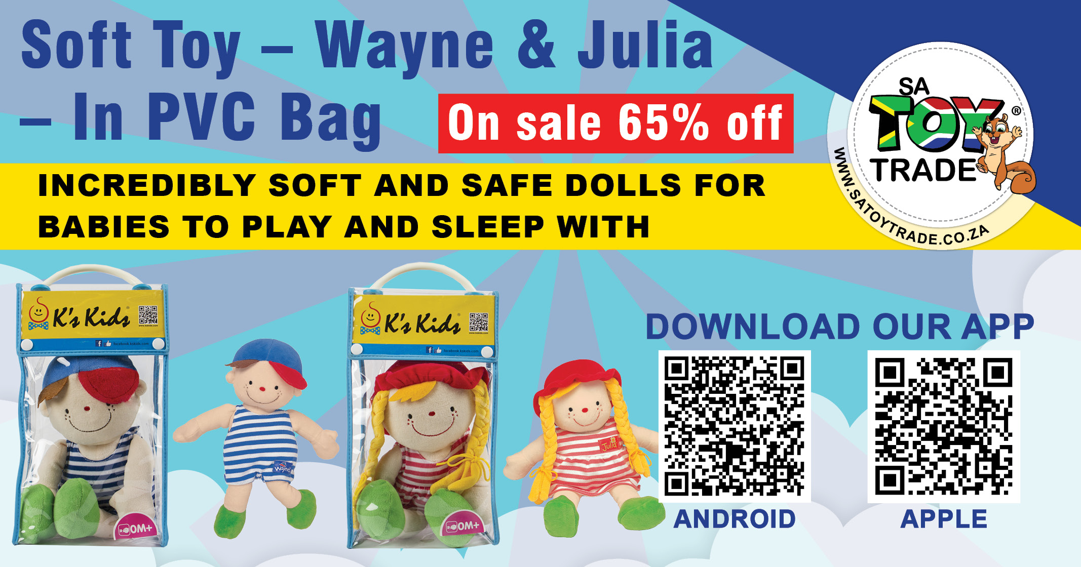 Snuggle Buddies: Wayne & Julia Soft Toy Set (PVC Bag) | SAToyTrade