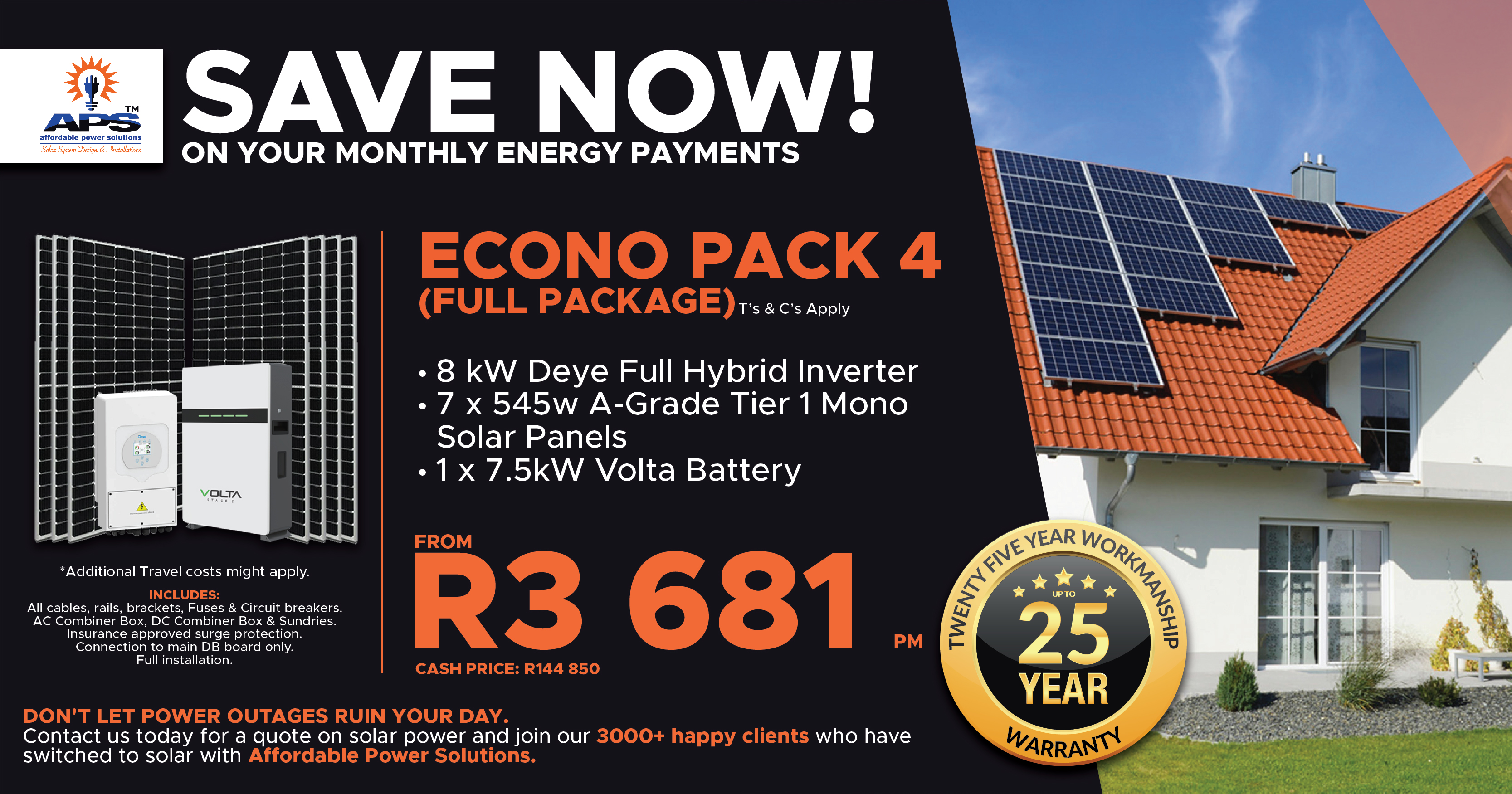 SAVE NOW! on your monthly energy payments | ECONO PACK 4 | Affordable Power Solutions