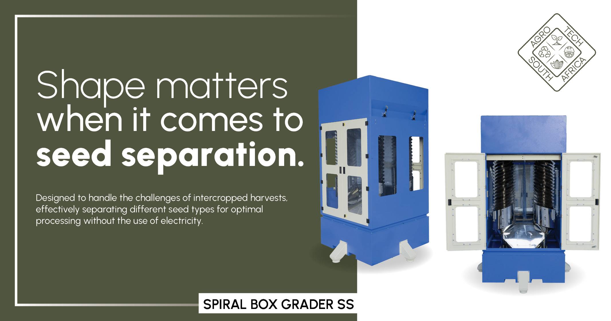 Shape matters when it comes to seed separation | Spiral box grader SS | AgroTech South Africa