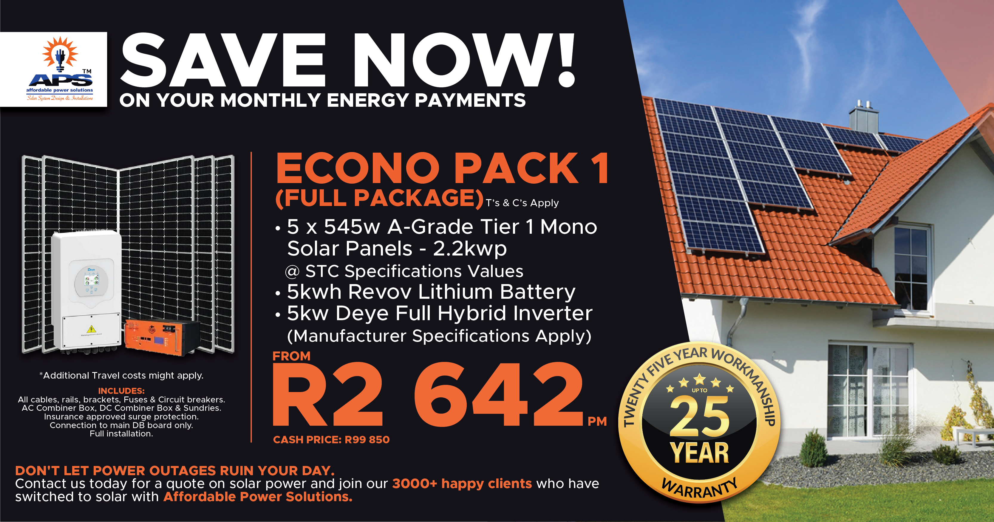 SAVE NOW! on your monthly energy payments | ECONO PACK 1 | Affordable Power Solutions