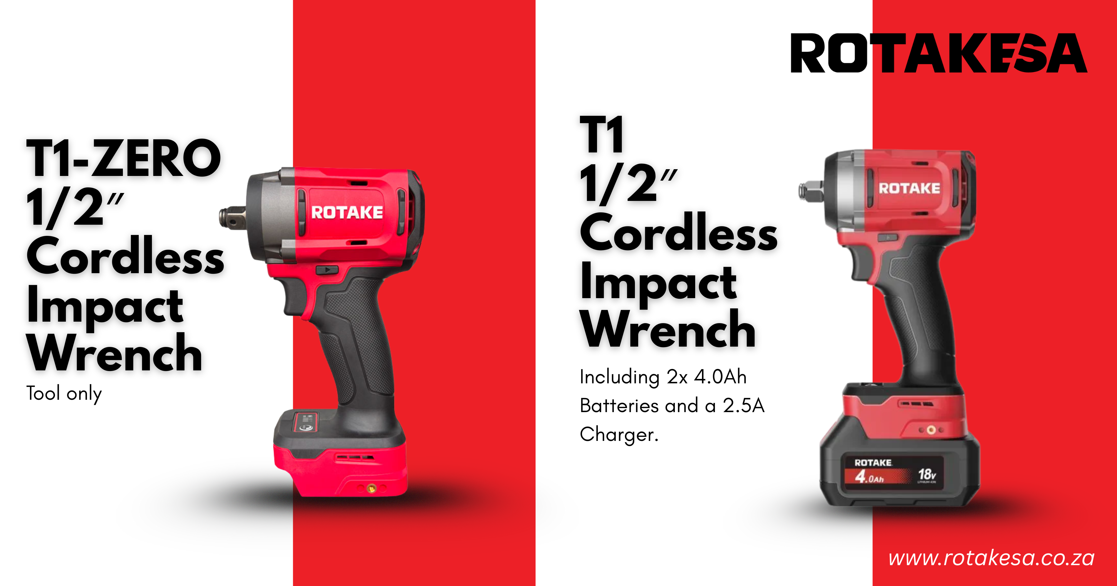 T1 | 1/2″ Cordless Impact Wrench | T1-ZERO | RotakeSA