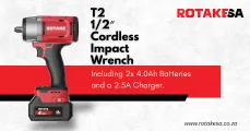 T2 | 1/2″ Cordless Impact Wrench | 1180Nm | RotakeSA