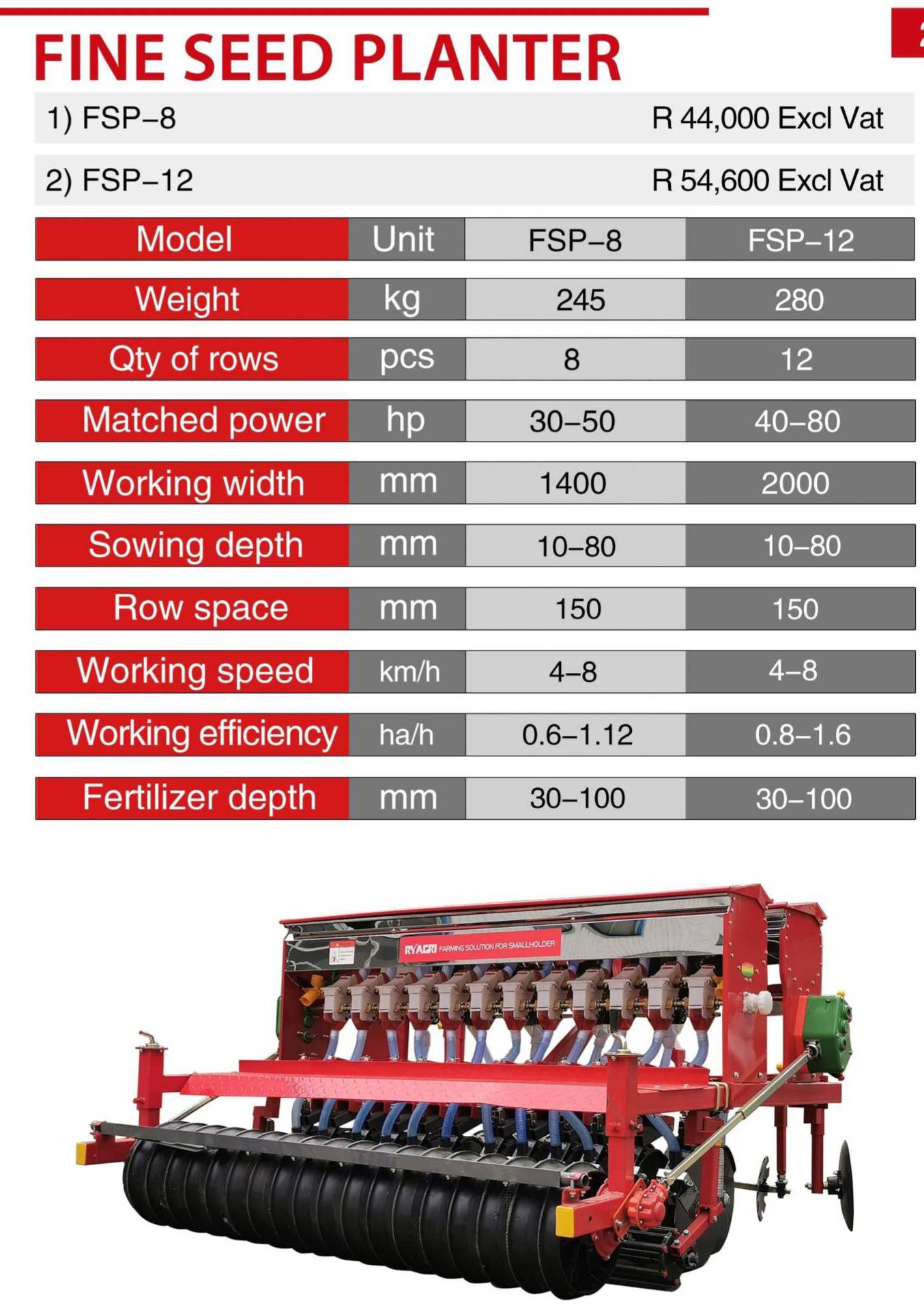Fine Seed Planter 8 and 12 Row/Fyn Saad Planter 8 en 12 Ry | Timothy Ry Agri
