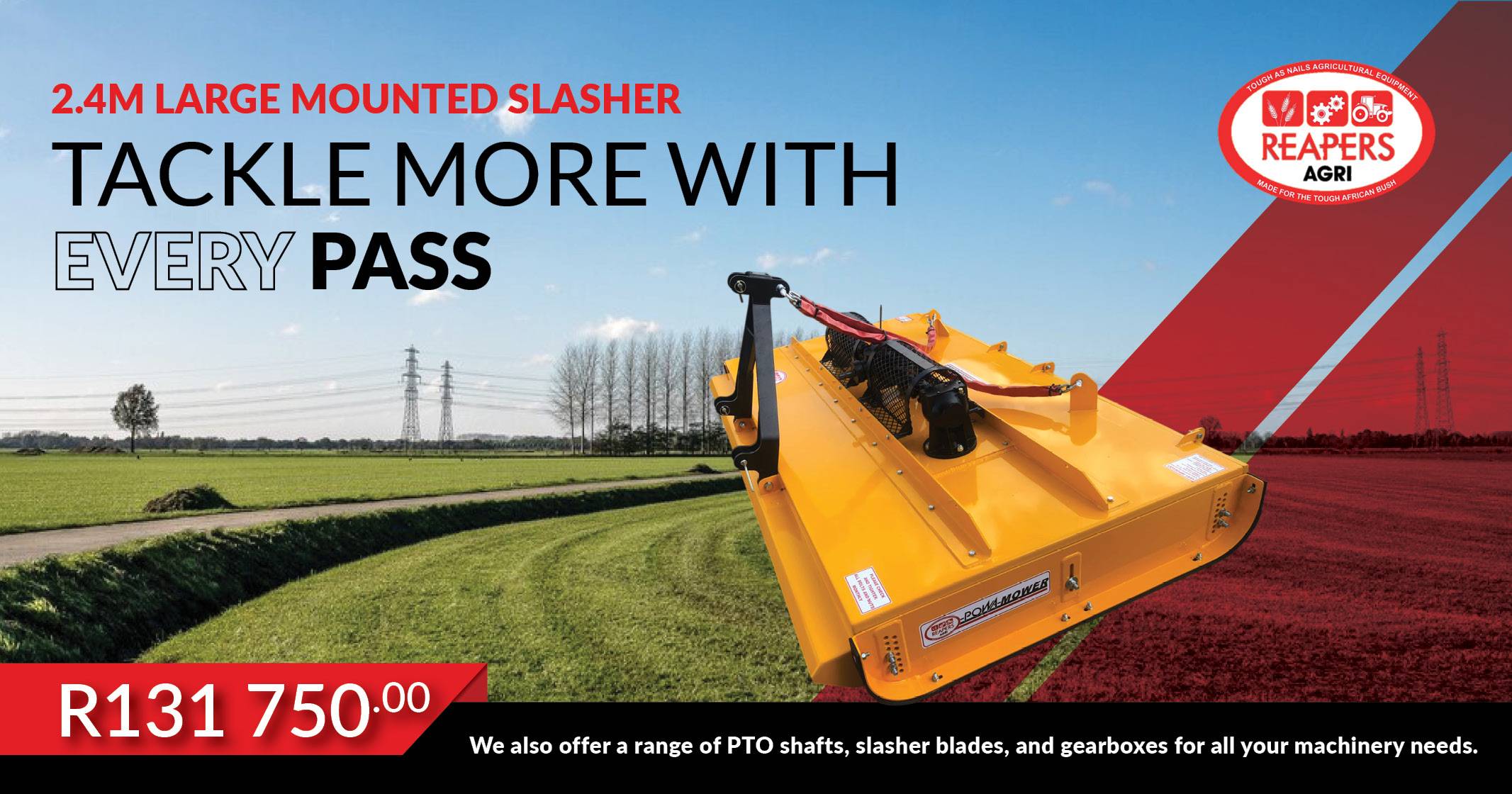 2.4m Large mounted slasher | Tackle more with every pass | Reapers Agri